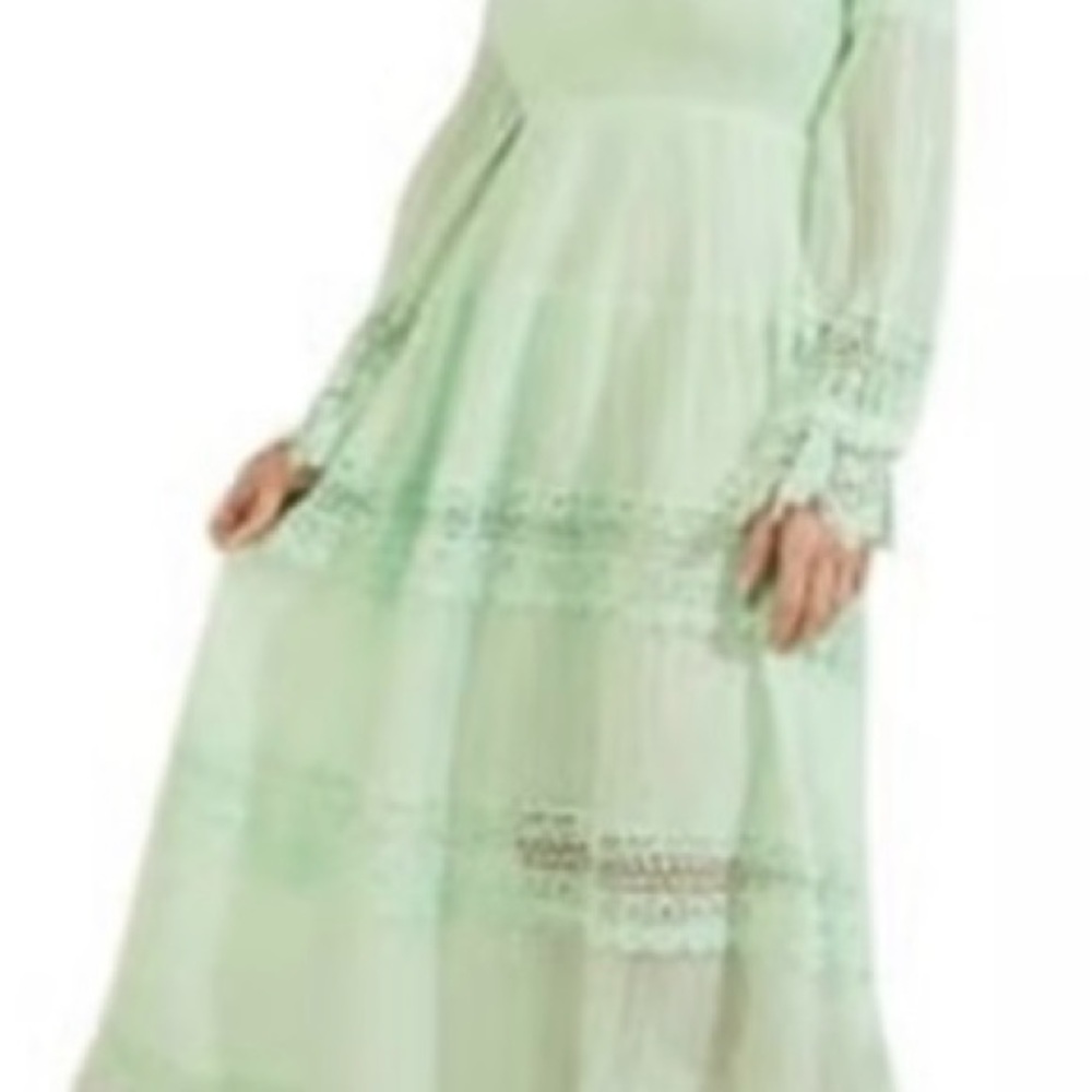 Guess Mint Green Lace-Trim Maxi Dress